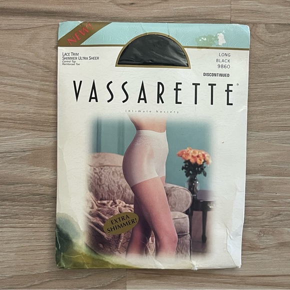 vassarette Accessories - Vassarette Lace Trim Shimmer Ultra Sheer Hosiery New With Tags